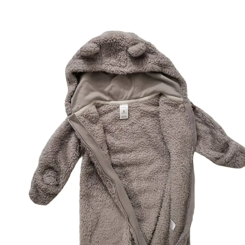 Cozy Carter’s Baby Brown Fluffy Sherpa Unisex Sherpa Snowsuit size 9 months